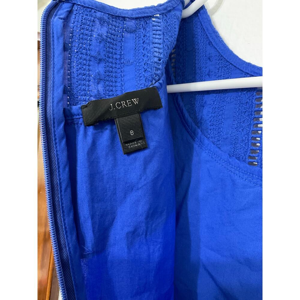 J.Crew Ruffle Neck Sleeveless Shift Dress Bright Blue Size 8 Medium - Picture 5 of 5